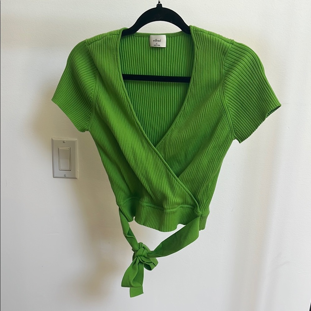 Wilfred Green Ribbed Wrap Blouse - Picture 3 of 5